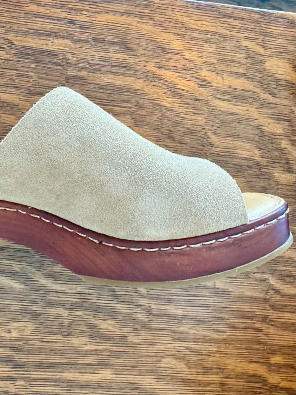BORN Suede Leather Wedge Open-Toe Mule/Slides - Picture 7 of 16